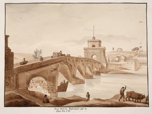 Il restauro del Ponte Milvio da parte di Papa Pio VII, 1833 da Agostino Tofanelli